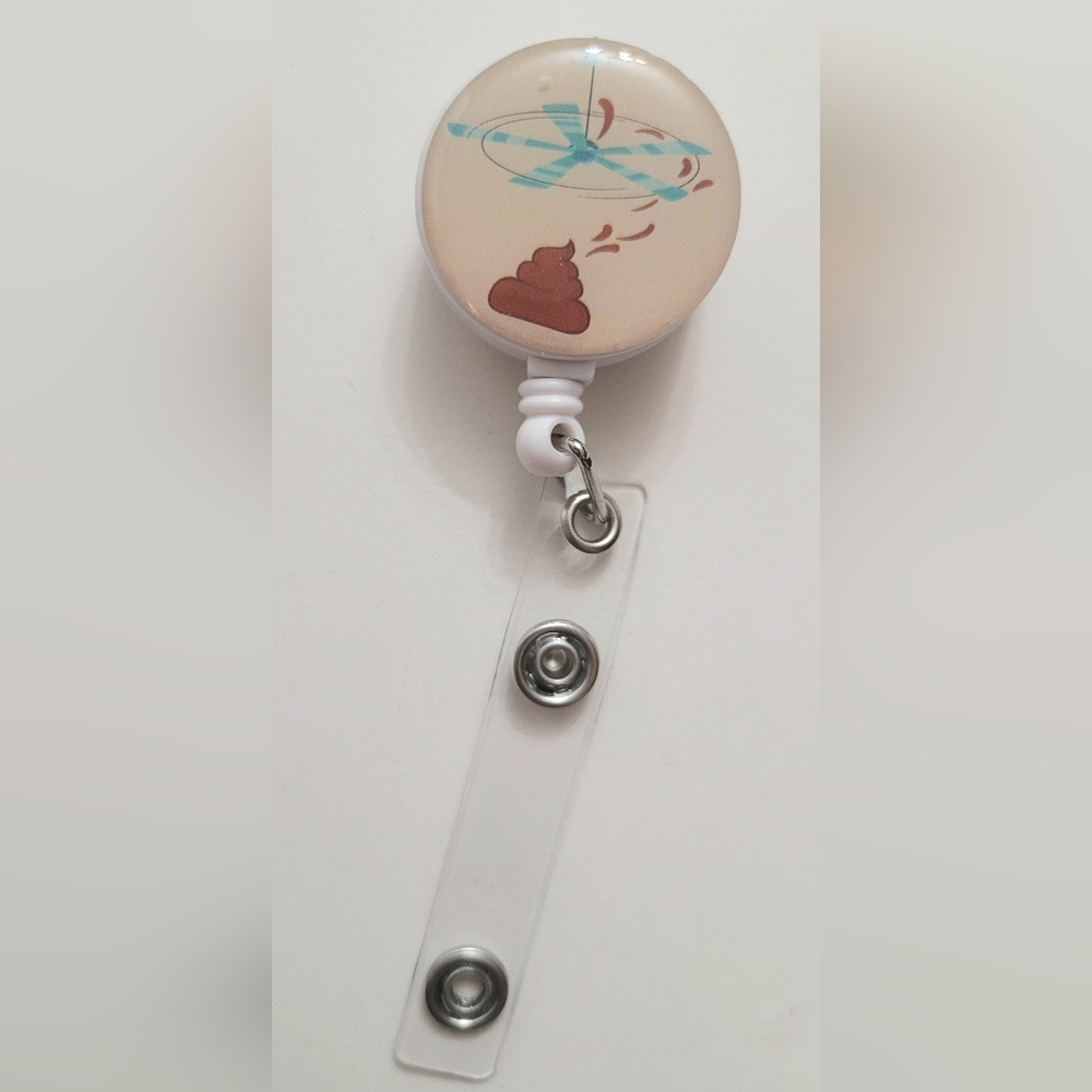 Fun Name Badge Holder with Poop Emoji Design